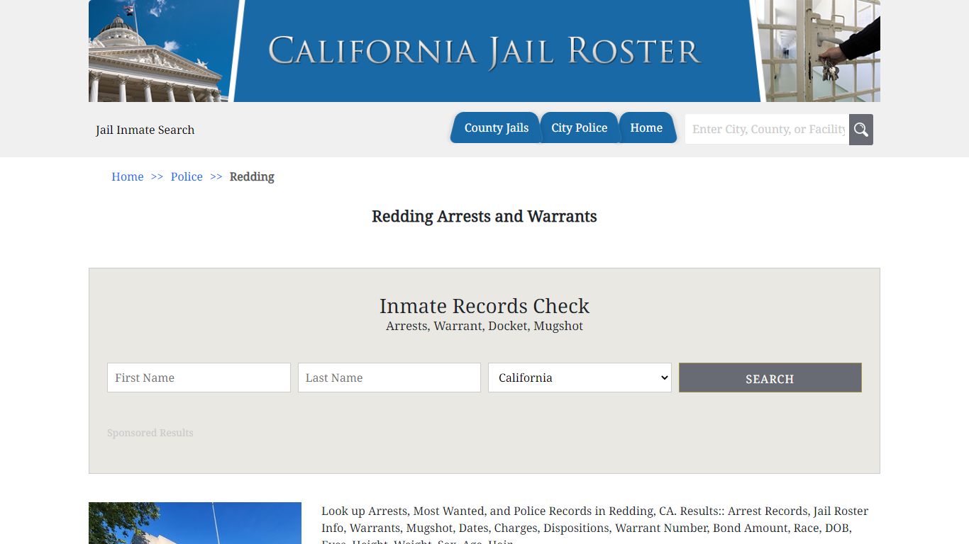 Redding Arrests and Warrants | Jail Roster Search
