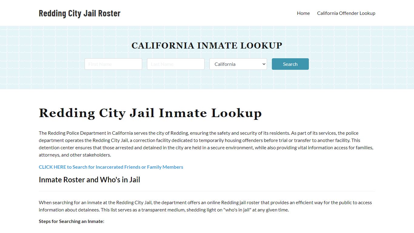 Redding Police Department & City Jail, CA Inmate Roster, Arrests, Mugshots